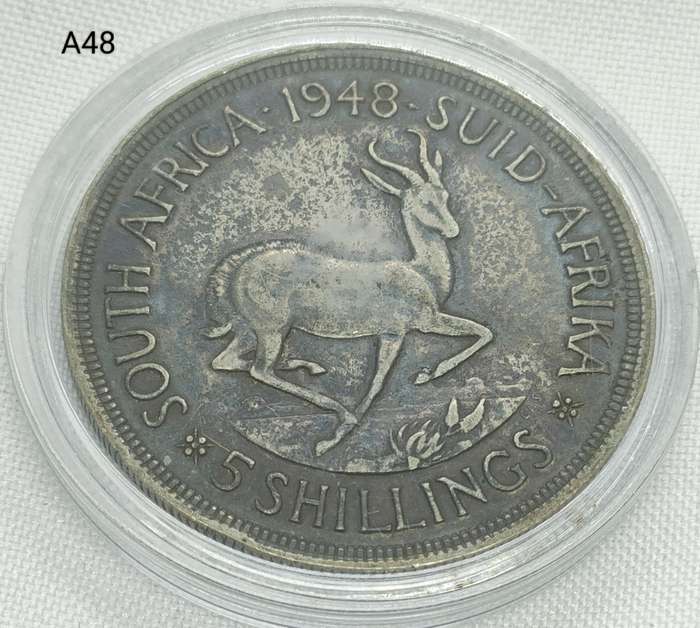 1948 Union of SA Crown - 5 shillings - .800 silver - in capsule