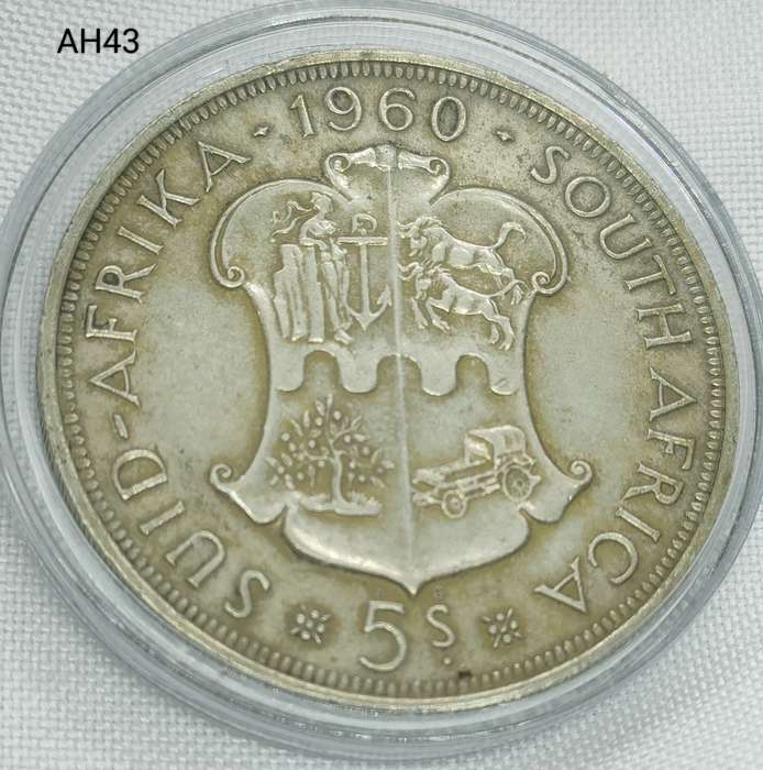 1960 Union of SA crown - 5 shillings - .500 silver - in capsule