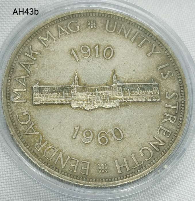 1960 Union of SA crown - 5 shillings - .500 silver - in capsule