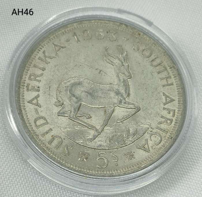 1953 Union of SA crown - 5 shillings - .500 silver - in capsule
