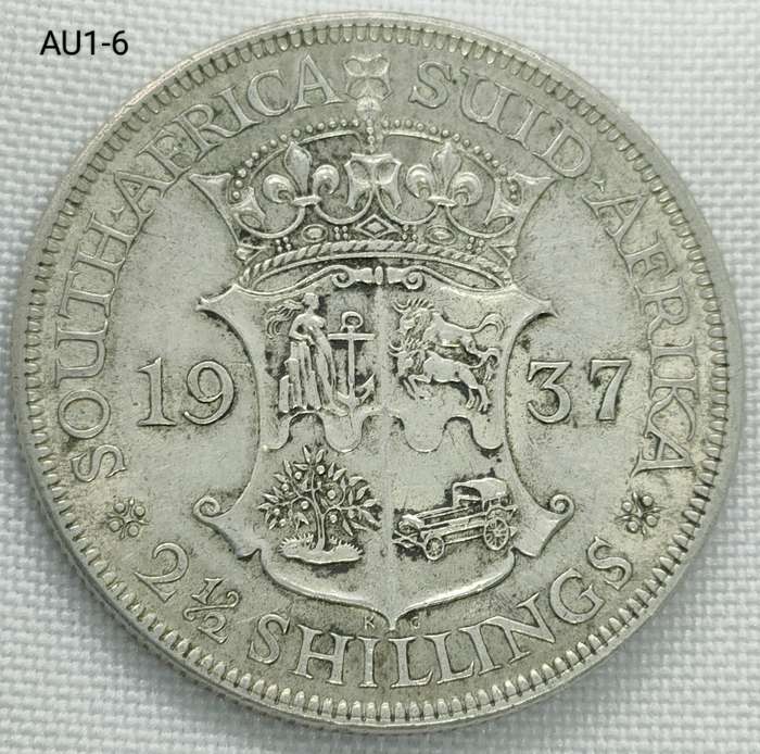 1937 Union of SA - 2 1/2 shillings - half crown -800 silver coin
