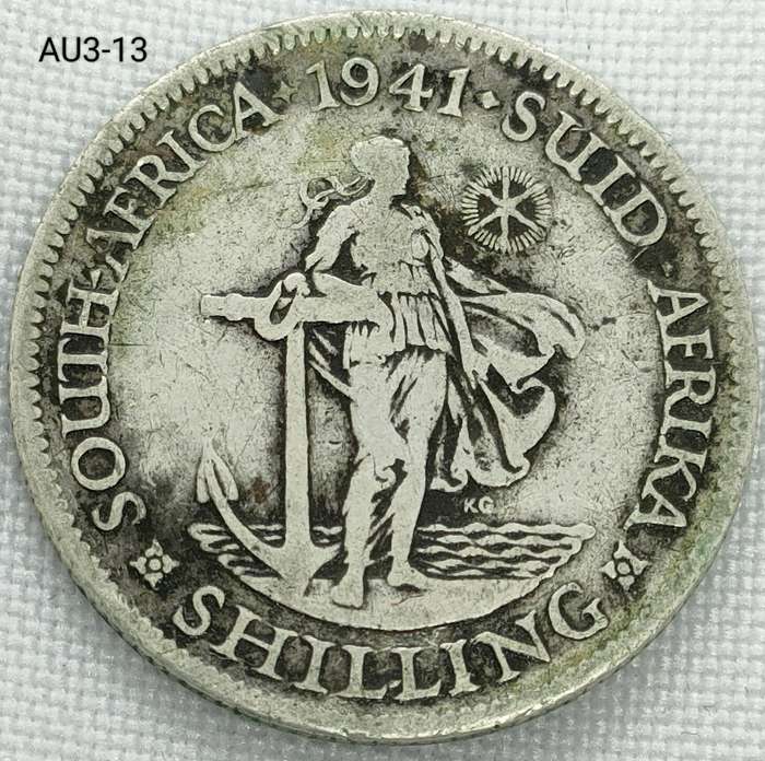 1941 Union of SA 1 shilling- .800 silver coin