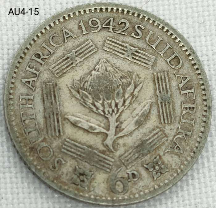 1942 Union of SA sixpence - .800 silver coin