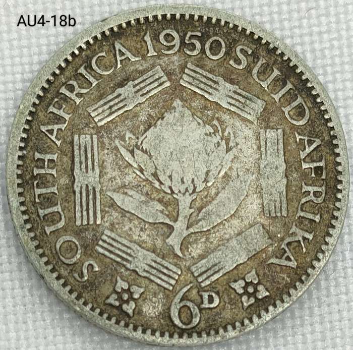 1950 Union of SA sixpence - .800 silver coin