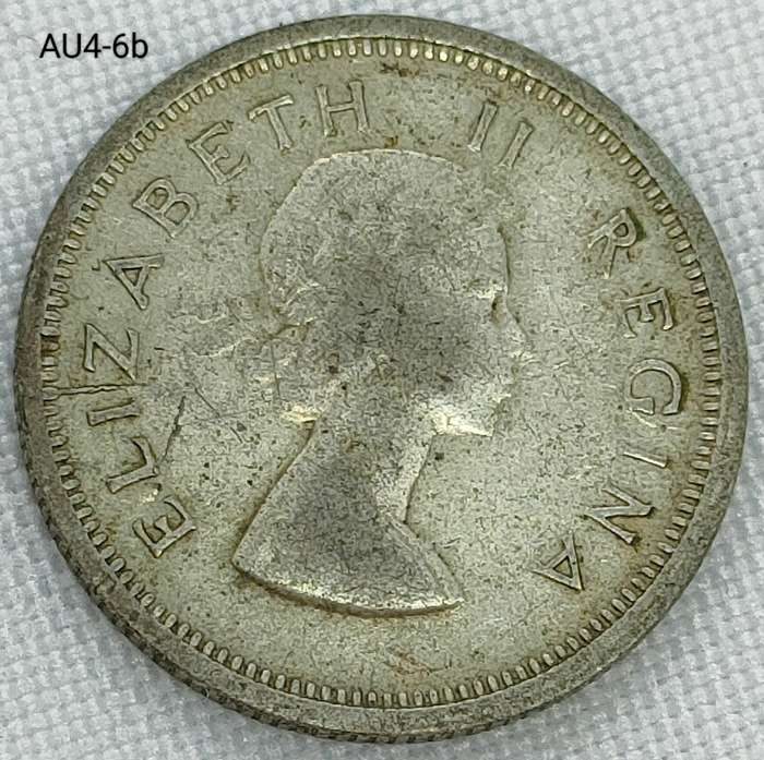 1955 Union of SA sixpence - .500 silver coin