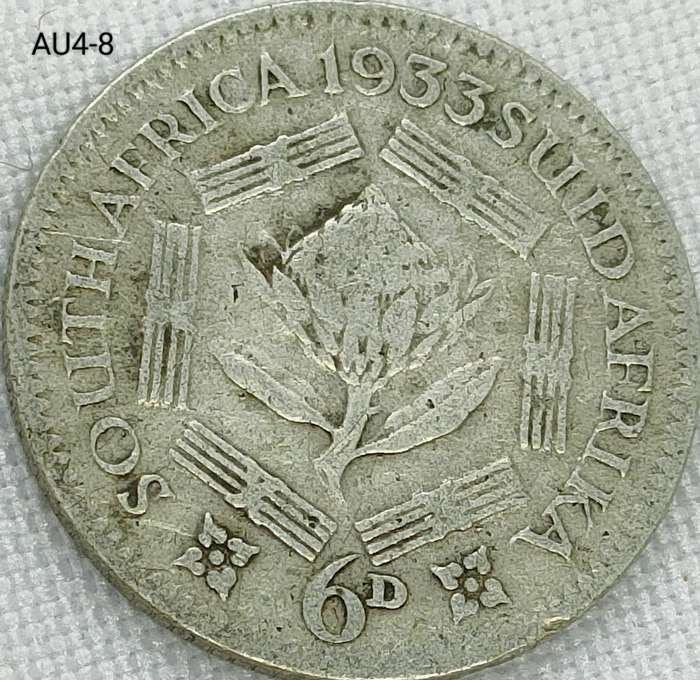 1933 Union of SA sixpence - .800 silver coin
