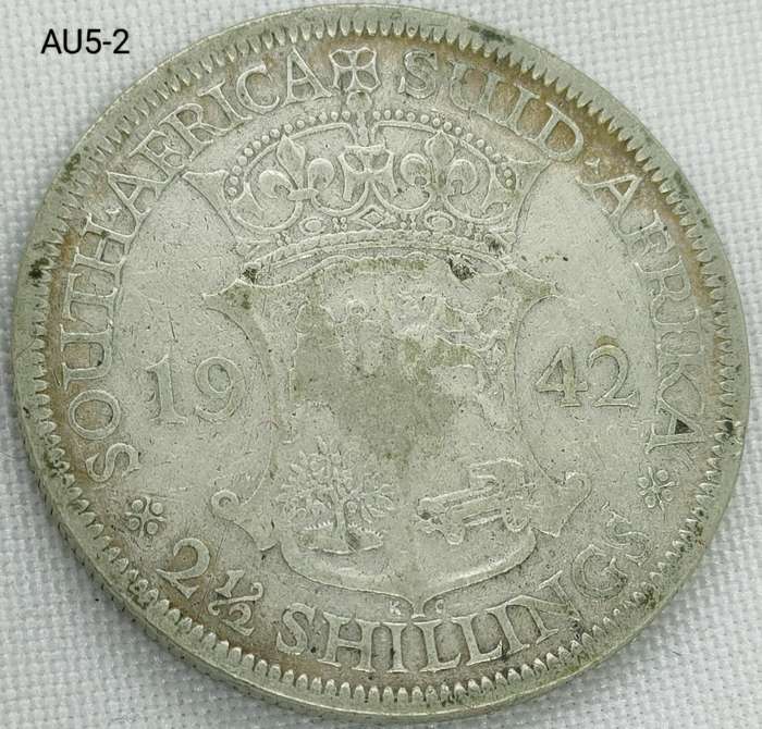 1942 Union of SA 2 and a half shillings - .800 silver coin