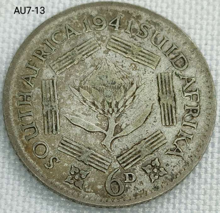1941 Union of SA - sixpence - .800 silver coin
