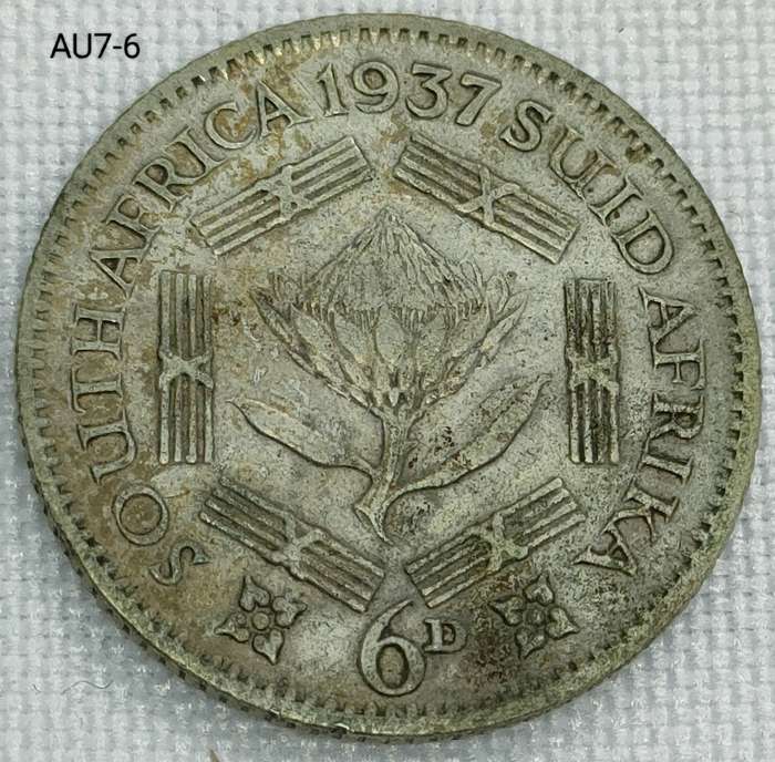 1937 Union of SA sixpence - .800 silver coin