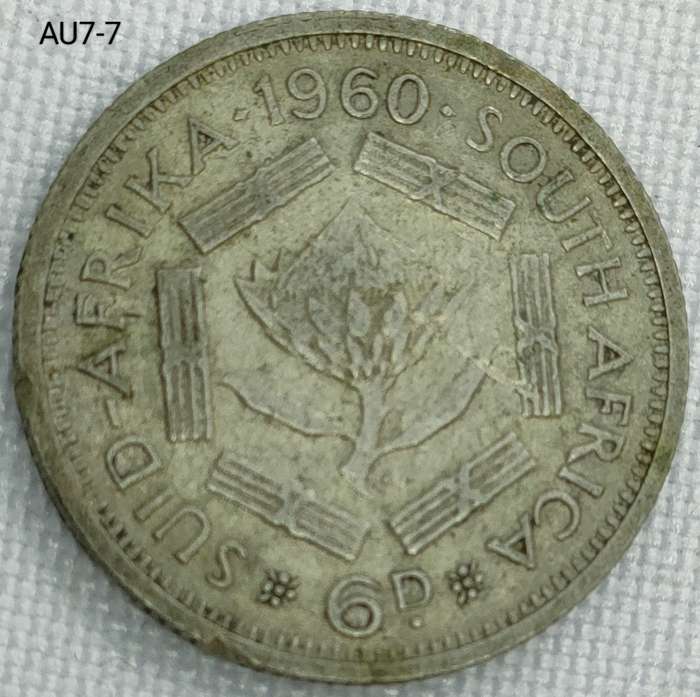1960 Union of SA sixpence - .500 silver coin