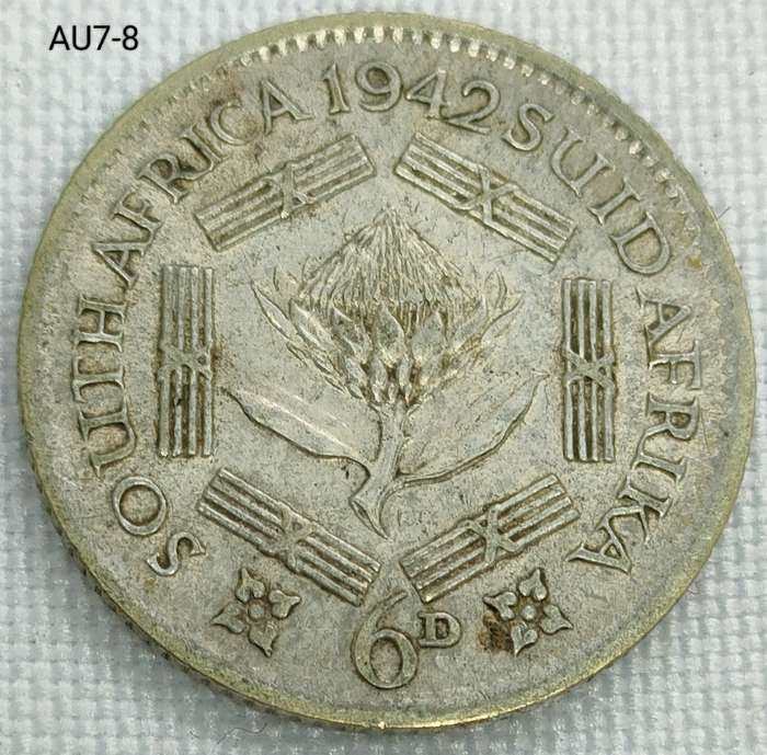 1942 Union of SA sixpence - .800 silver coin
