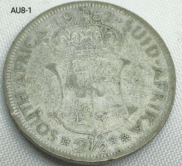1952 Union of SA two and a half shillings - half-crown - .500 silver coin