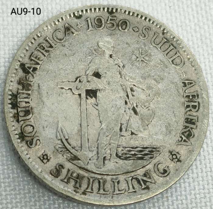1950 Union of SA 1 shilling- .800 silver coin