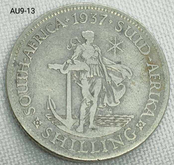 1937 Union of SA 1 shilling - .800 silver coin