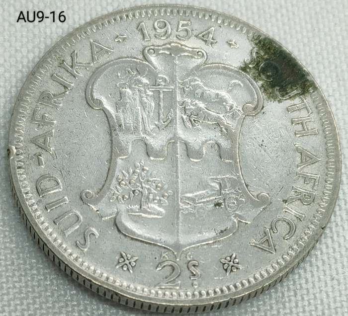 1954 Union of SA 2 shillings - florin - .500 silver coin
