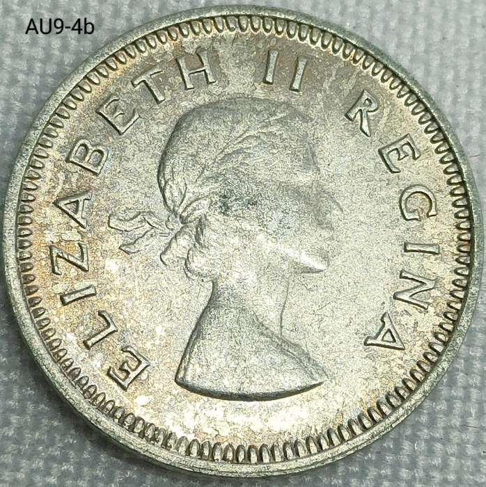 1958 Union of SA threepence - tickey - .500 silver coin