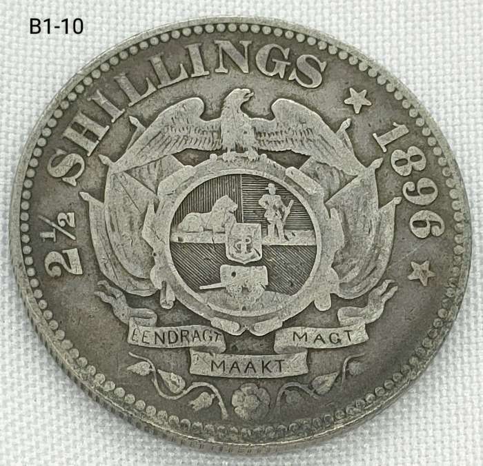 1896 ZAR 2 1/2 shillings -half crown - .925 coin