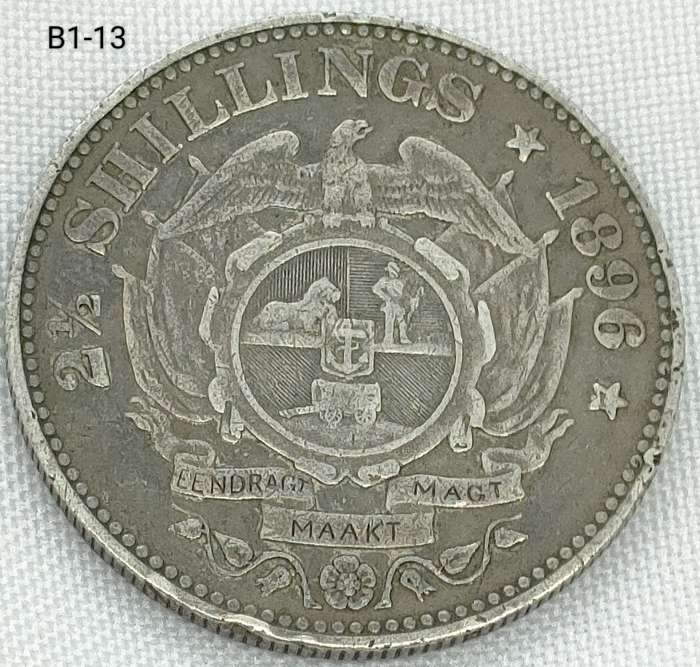 1896 ZAR 2 1/2 shillings - half crown - .925 details coin