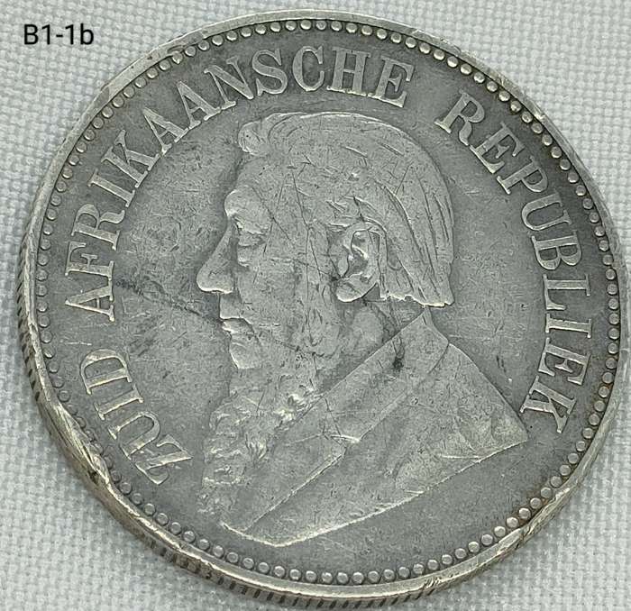 1896 ZAR 2 1/2 shillings - half crown -.925 coin -details coin