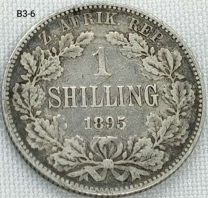 ZAR 1 Shillings: 1895: Scarce Sterling Silver (.925) coin: