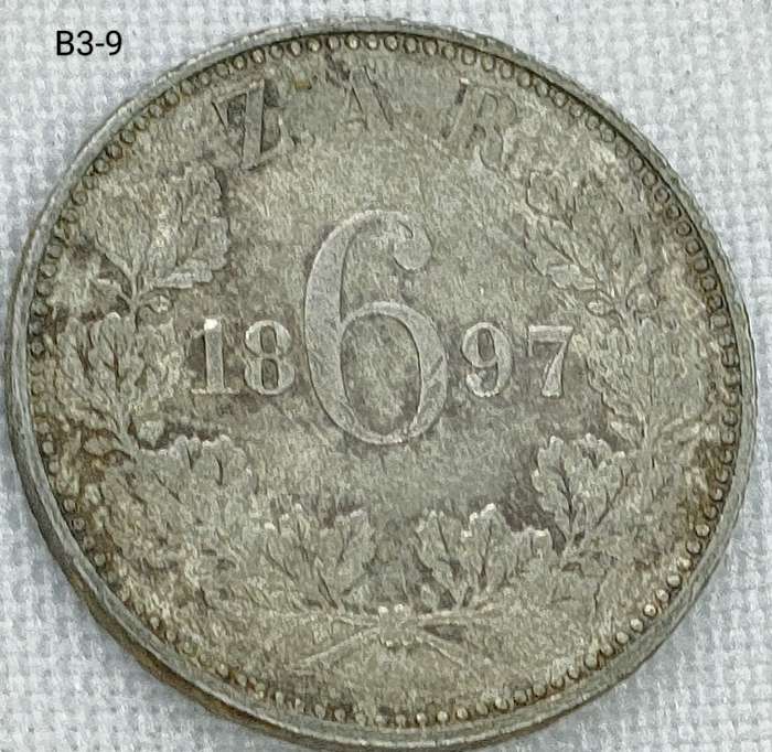 1897 ZAR sixpence .925 coin