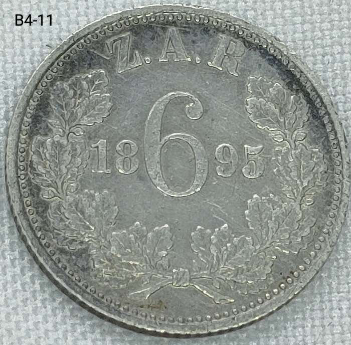 1895 ZAR sixpence - 925 coin