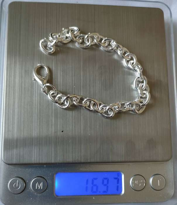Sterling silver bracelet- 925 stamped - 19 cm - 16.97g - style link design