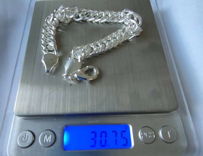 Sterling silver bracelet- 925 stamped - 19 cm - 30.75g - heavy Cuban style link design