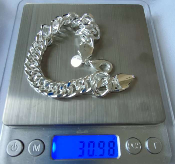 Sterling silver bracelet- 925 stamped - 19 cm - 30,98g - heavy Cuban link design
