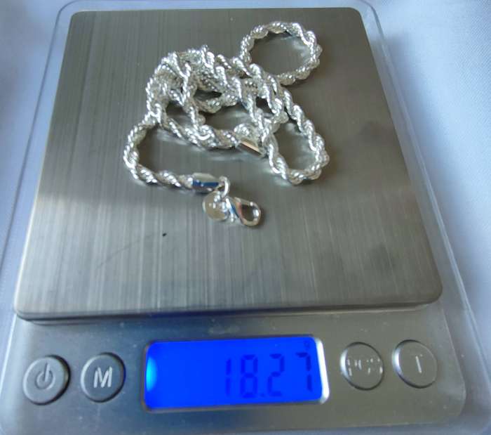 Sterling silver necklace- 925 stamped - 50 cm - 18.27g - well-designed rope style