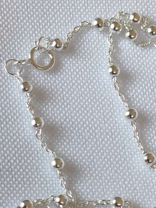 Sterling silver necklace- 925 stamped - 50 cm - 3.12g - link design interspaced with silver beads