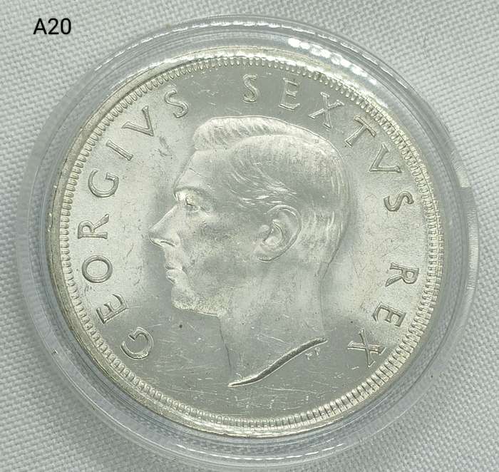 1948 Crown - 5 shillings Union of South Africa- .800 silver - in capsule