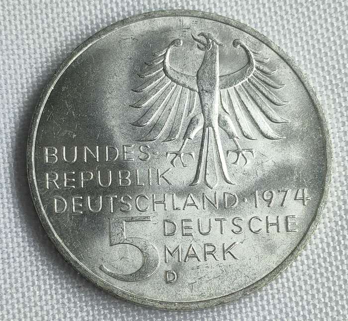 Bundesrepublik Deutschland 1974: 5 Mark (.625): Immanuel Kant Non-circulating coin