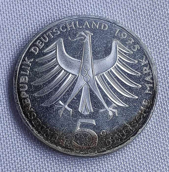 Bundesrepublik Deutschland 1975: 5 Mark (.625): Albert Schweitzer: Non-circulating coin