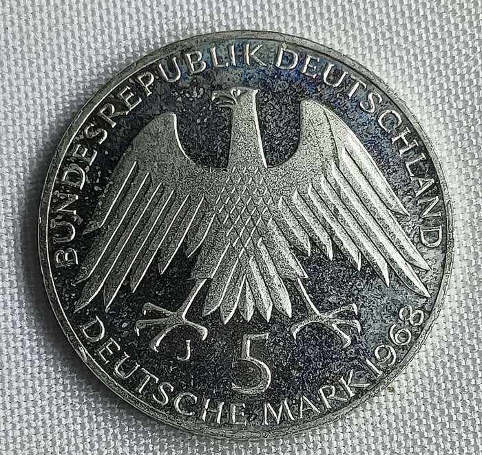 Bundesrepublik Deutschland 1968: 5 Mark (.625): FW Raiffeisen: Non-circulating coin