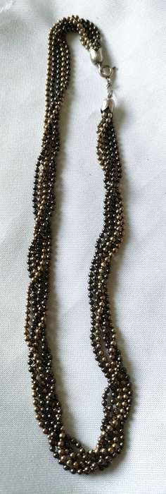 Vintage Sterling Silver Italian necklace - 5 strands - 2 with gold over silver - 35.25 g - 925 stamp