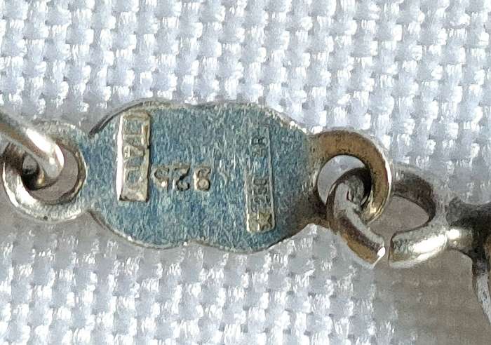 Vintage Sterling Silver Italian necklace - 5 strands - 2 with gold over silver - 35.25 g - 925 stamp