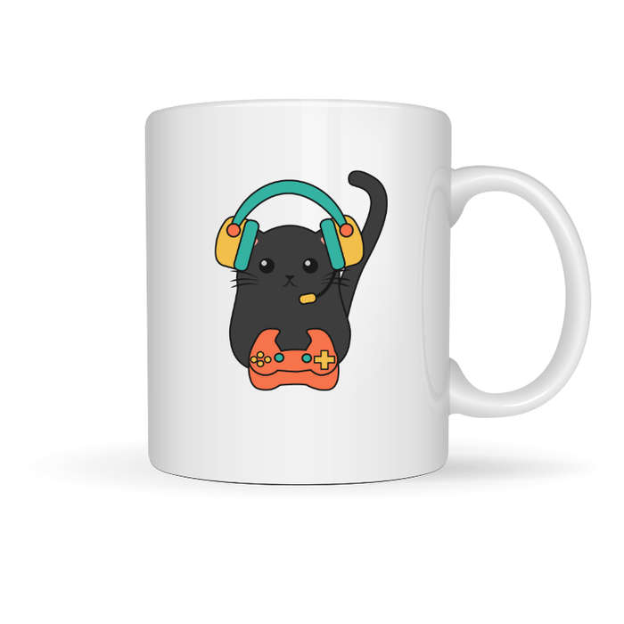 Printed Mug - Gamer Cat