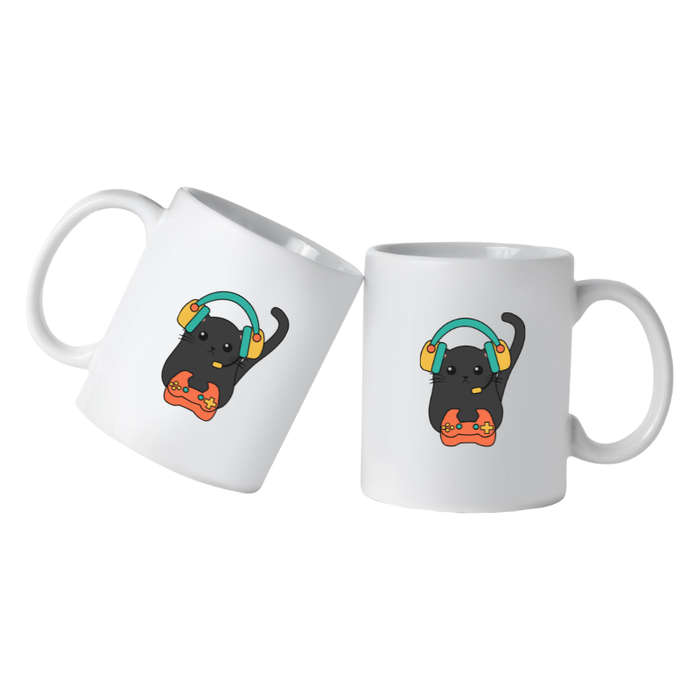 Printed Mug - Gamer Cat