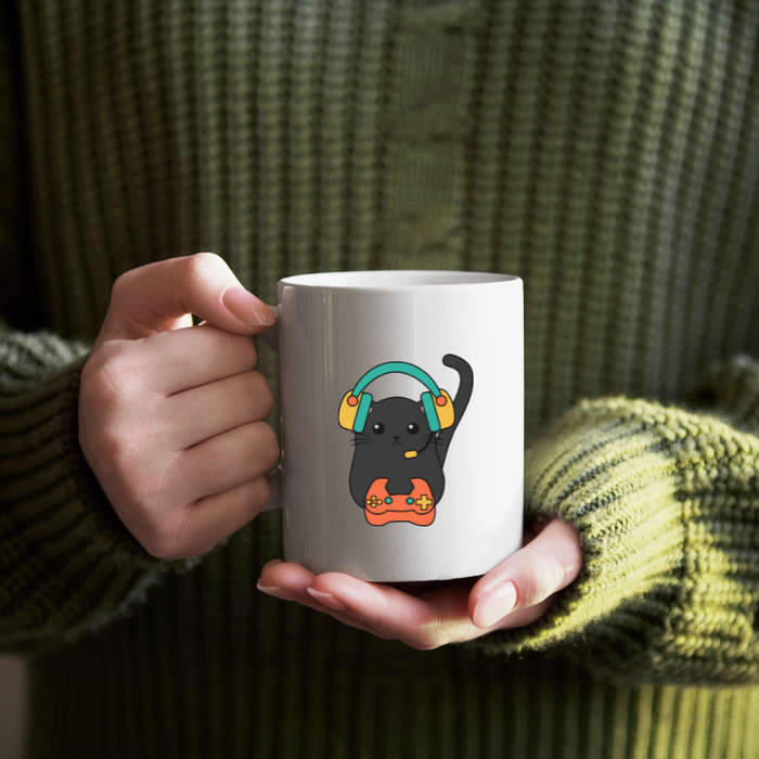 Printed Mug - Gamer Cat