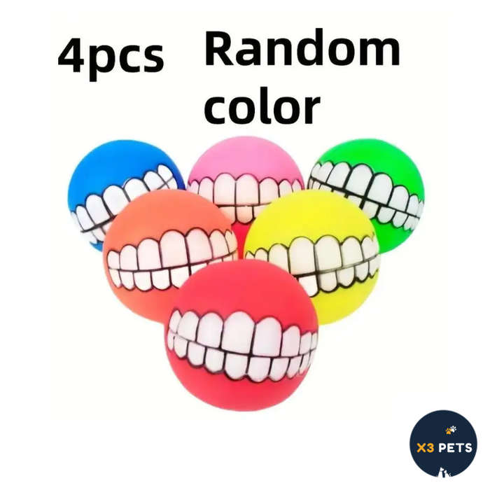 Grinning Dog Balls pack of 4 Mixed Color Combo