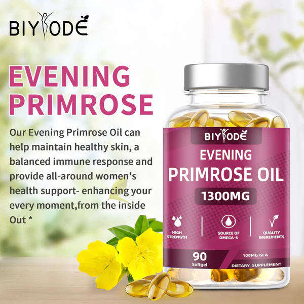 Improve skin elasticity Gently support women through the menstrual cycle 1300Mg Evening Primrose Oil