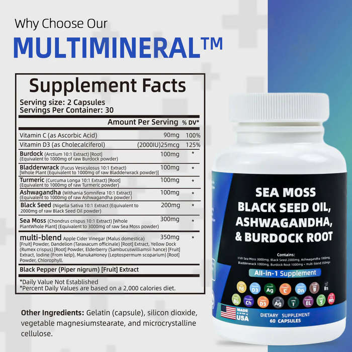 BIYODE - Sea Moss Black Seed Oil Ashwagandha & Burdock Advanced Immune Formula