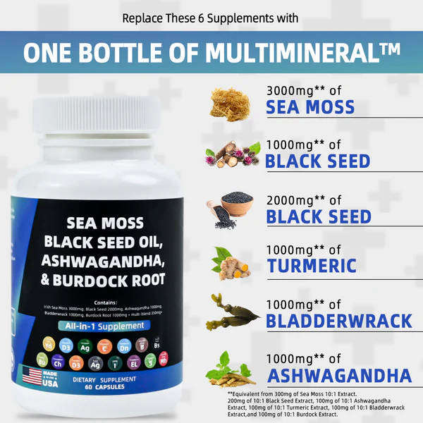 BIYODE - Sea Moss Black Seed Oil Ashwagandha & Burdock Advanced Immune Formula