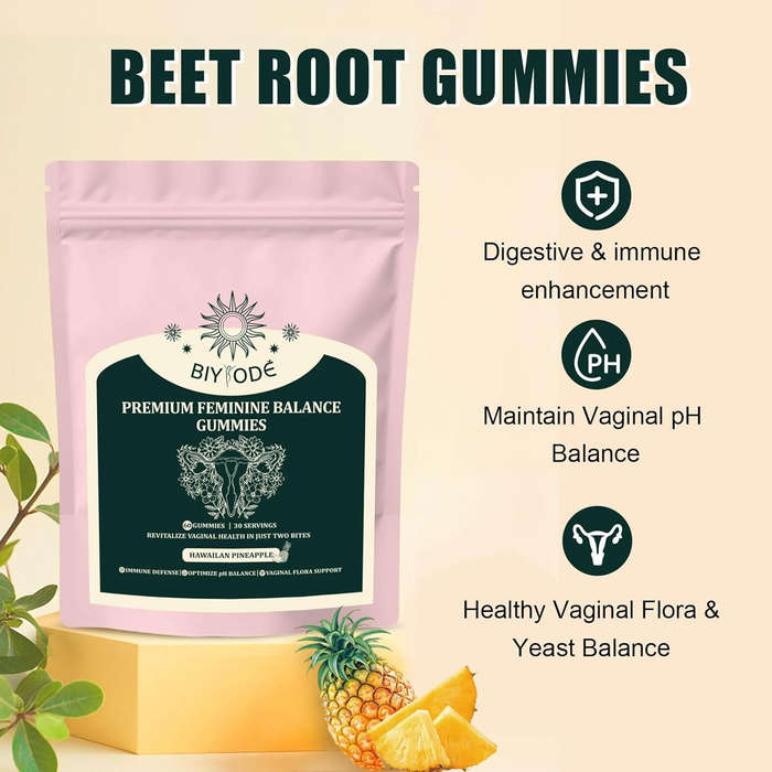 BIYODE Feminine Balance Gummies, Gummies for Womens Health & Wellness Immune Support Vegan, Gluten-