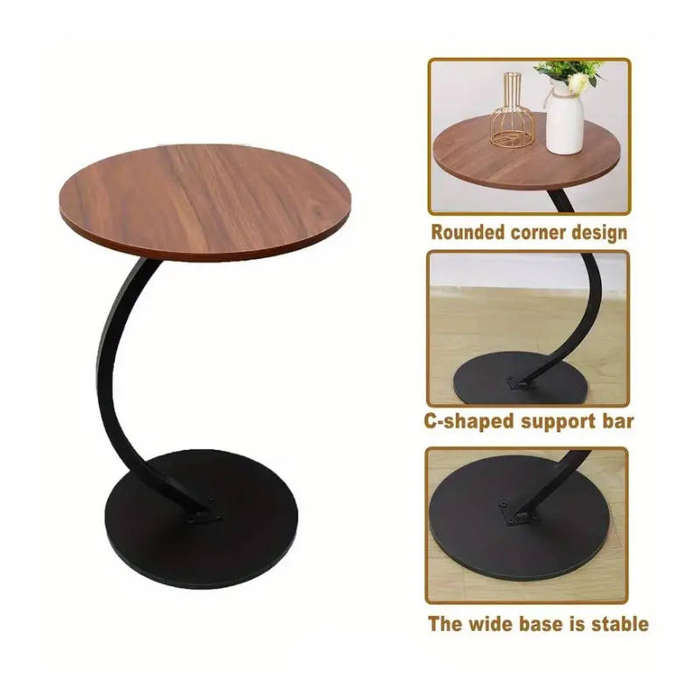 Small C-Shape Sofa Side Table Couch Laptop End Table Coffee Tea Snack Desk