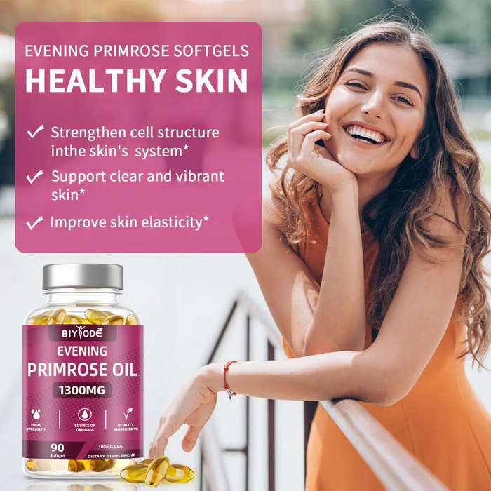 Improve skin elasticity Gently support women through the menstrual cycle 1300Mg Evening Primrose Oil