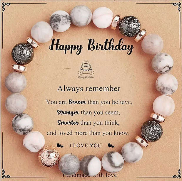 Bracelet - Grey, White, Black and Golden tones with Gift Card
