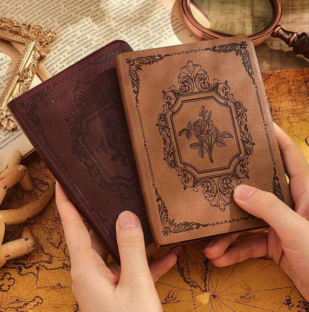 Vintage Rose Embossed Journal  - Dark Brown