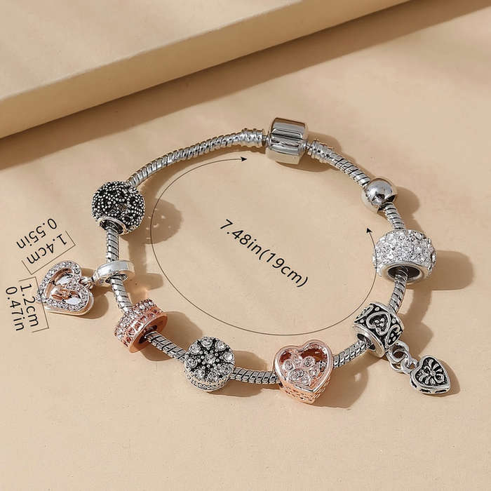 Charm Bracelet with Heart Pendants